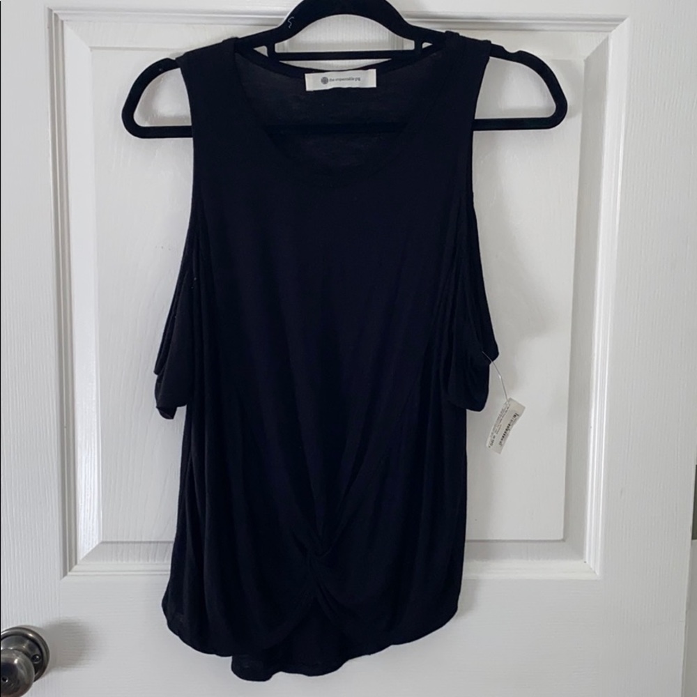 Brand new black open sleeve top